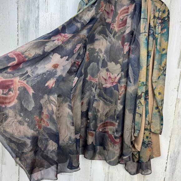 Soft Surroundings Tea Gardens Topper Printed Floral Open Cardigan US Size Medium - Picture 8 of 12
